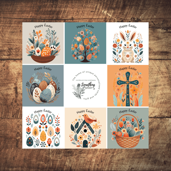 Easter Cards - Box Set of 8 different designed Illustrated cards