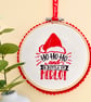 Christmas Decoration Ornament: Embroidered Hoop 14cm (5.5") Ho Ho Ho