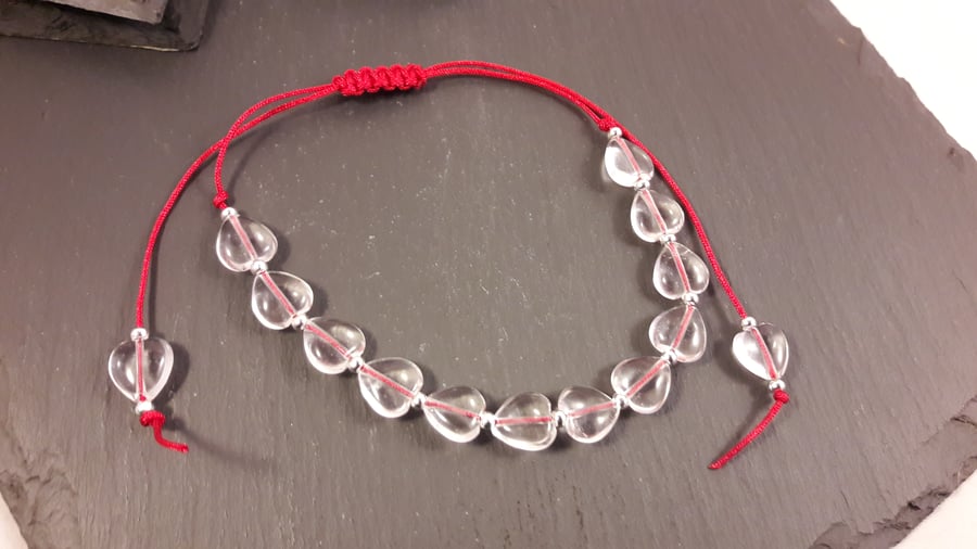 Clear Quartz Heart Adjustable Bracelet
