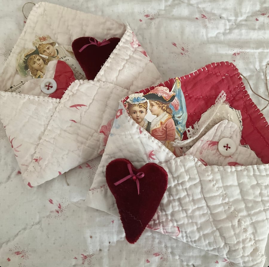  Vintage Quilt Envelope with love tokens