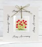 Happy Anniversary Card with Fused Glass Red Roses Keepsake - Image 4