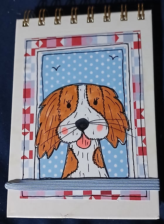 Quirky art A6 reporters notebooks hand decorated with original spaniel art