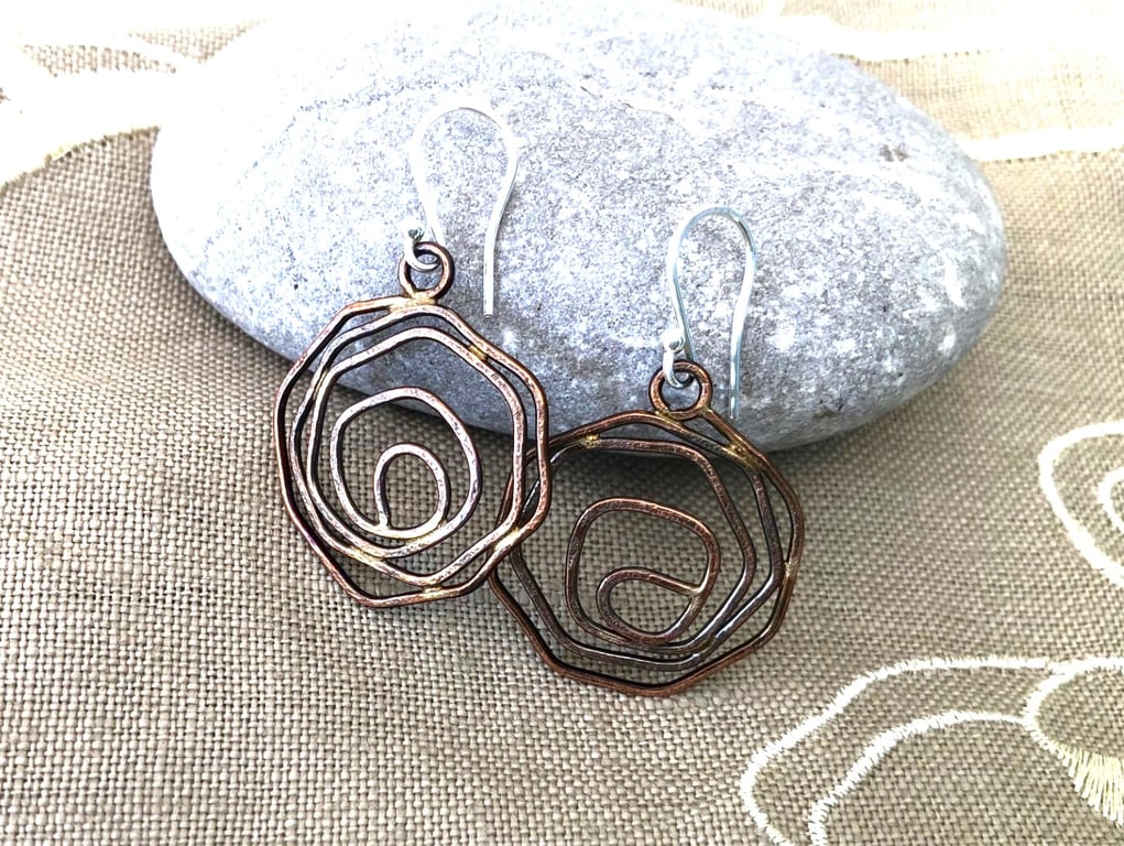 SALE - Rose Wire Drop Earrings in Bronze