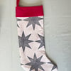 Christmas Stocking - Stars - Handprinted Linocut 