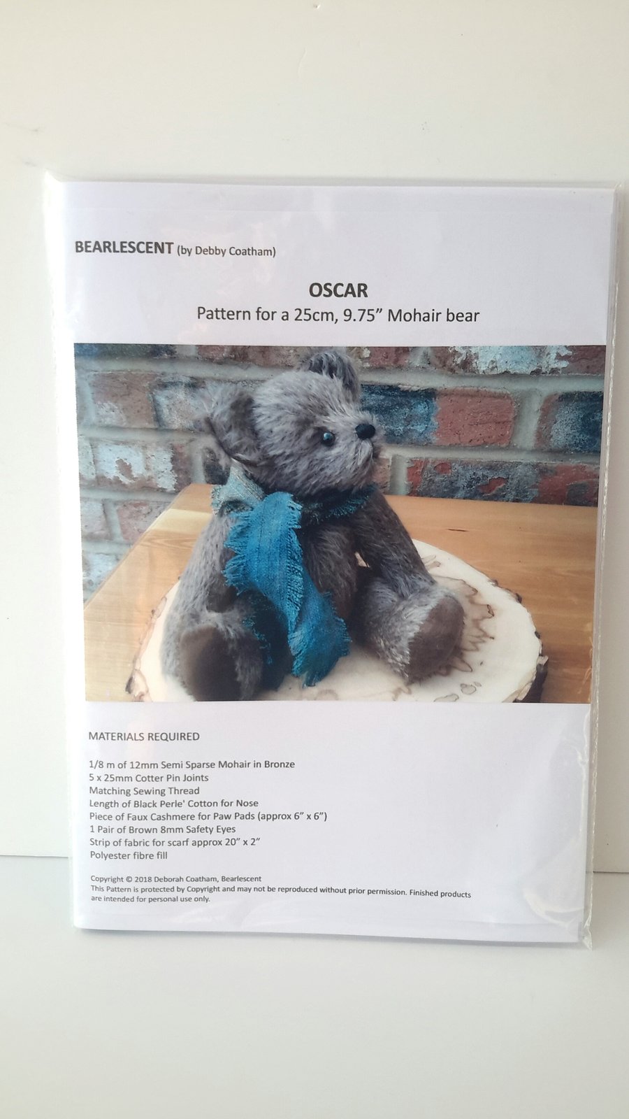 Oscar, Sewing Pattern, Mohair Bear Making Pattern, Artist Teddy Bear