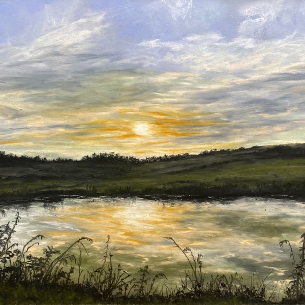 Unframed Original Pastel Painting "Bathing in the light"