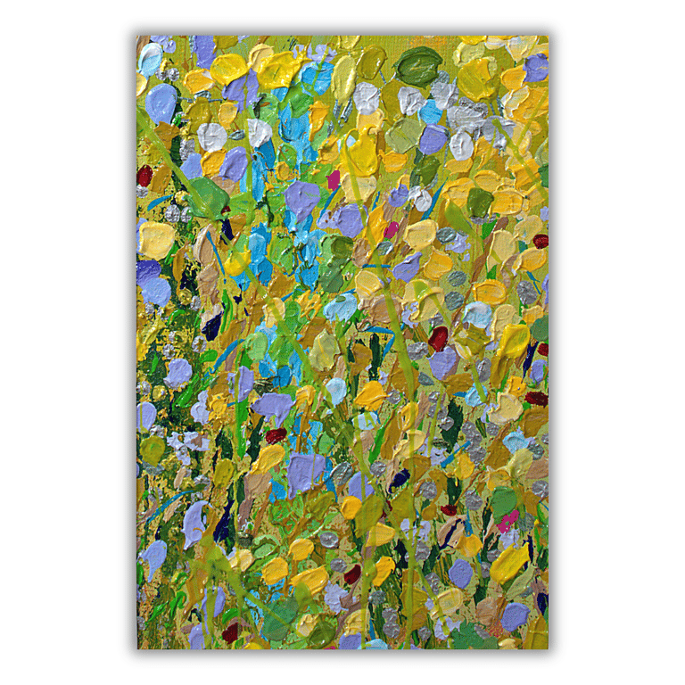 A mounted abstract painting - green grass - letterbox gift - nature study