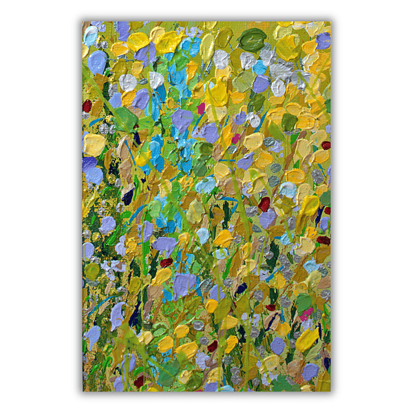 A mounted abstract painting - green grass - letterbox gift - nature study