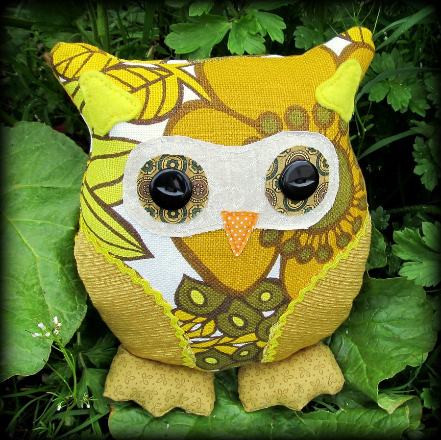 Marigold, a 23cm tall owl cushion.  