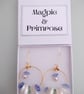 Faux Vintage Pearl Dangle Hoop Earrings, Shell, Green and Blue Sea Glass - Image 5