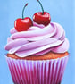 Cupcake Oil Painting – Original & Framed – A Gift to Bring Smiles!