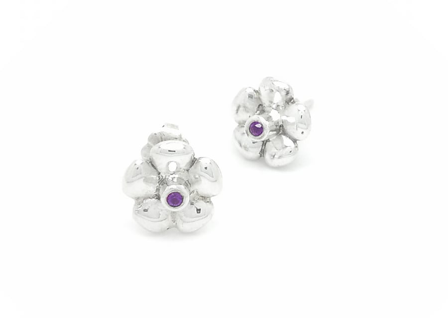 Sterling silver & Amethyst Flower Earrings - Bouquet Collection