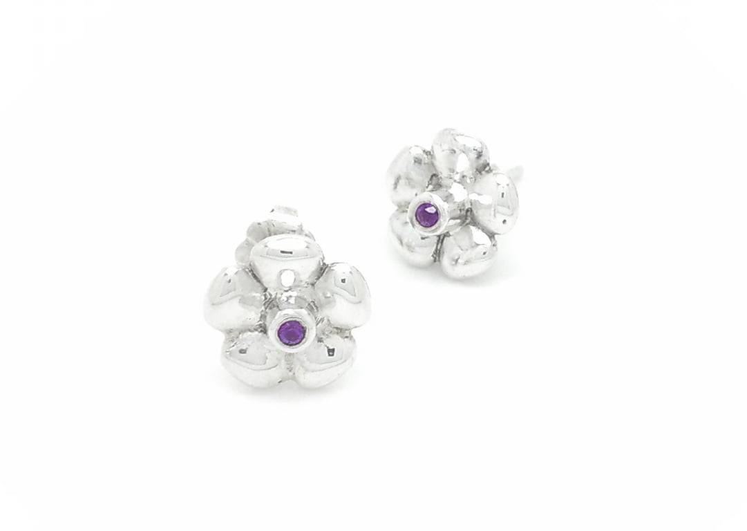Sterling silver & Amethyst Flower Earrings - Bouquet Collection