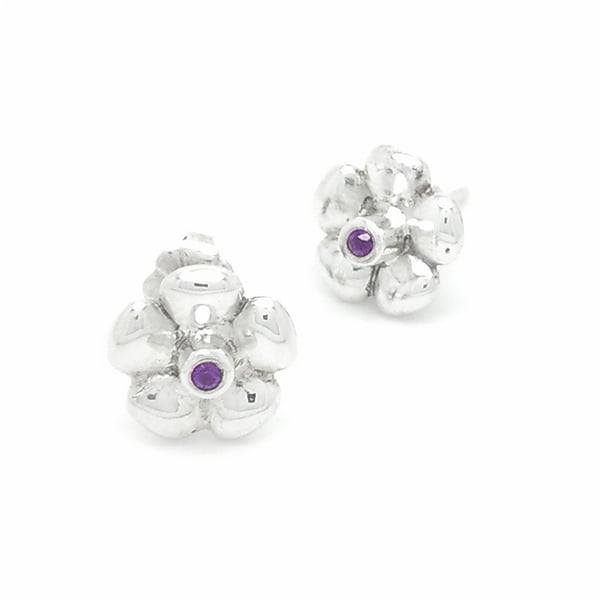 Sterling silver & Amethyst Flower Earrings - Bouquet Collection