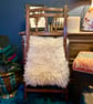 Vintage Folding Campaign Chair Fluffy Mongolian Faux Fur Teddy or Dolls Chair - Image 5