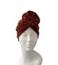 Burn Orange Velvet Turban Hat for Women Soft Comfy Rust Vintage Style Turban Hat