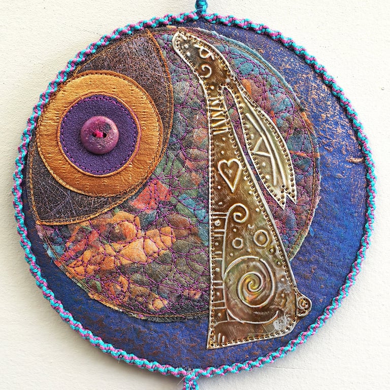 HMVM111- Hare Moon Gazer Mandala - 15cm - Purple-Bronze-Natural- Multi