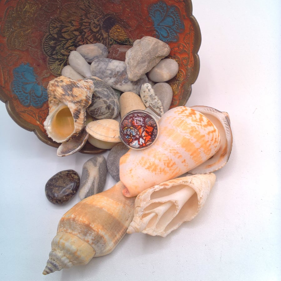 Adjustable Red Dragons Eye Cabochon Ring, Dragons Eye Ring, Gift for Her