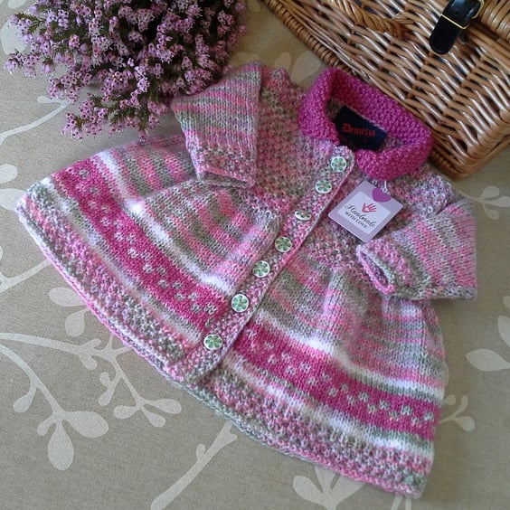 Designer Baby Girl's Cosy Hand Knitted Dress 3-9 months size