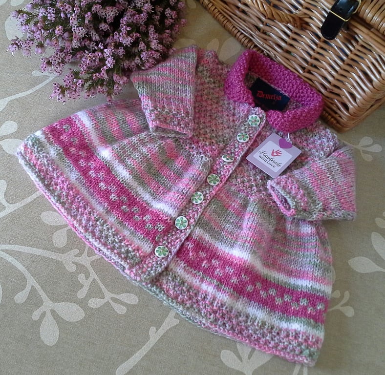 Designer Baby Girl's Cosy Hand Knitted Dress 3-9 months size
