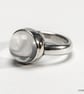 Moonstone Ring with Silver Band and Gold Shoulders - Image 1