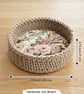 Handmade Crochet Basket, Floral Decoupage Bottom, Vintage Style Storage 20x7 cm - Image 5