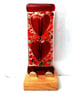  Fused Glass Heart Picture Free Standing on Oak Stand Love Hearts Suncatcher