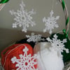 White crochet snowflakes