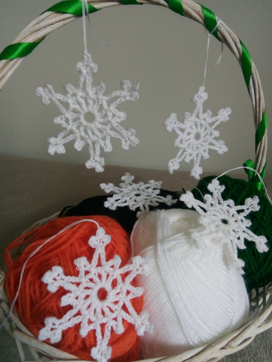 White crochet snowflakes