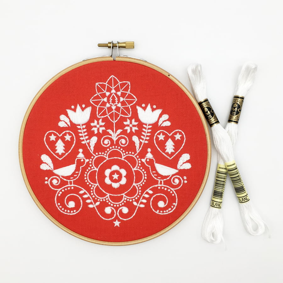 Christmas Embroidery Kit - Christmas Redwork Embroidery
