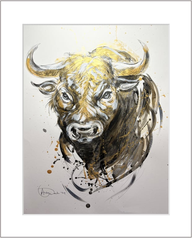 Original acrylic painting of a Bulls head