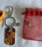 Hogwarts Gryffindor house keyring with crochet heart and bag clip - Image 2