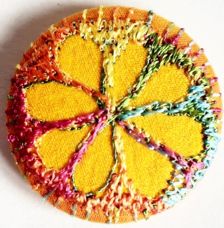 Buttons 1 inch button Hand Dyed Silks and Cottons Free Machine Embroidery Button