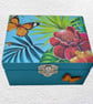 Tropical Flowers Decorated Wooden Trinket Keepsake Box 12cm - Image 2