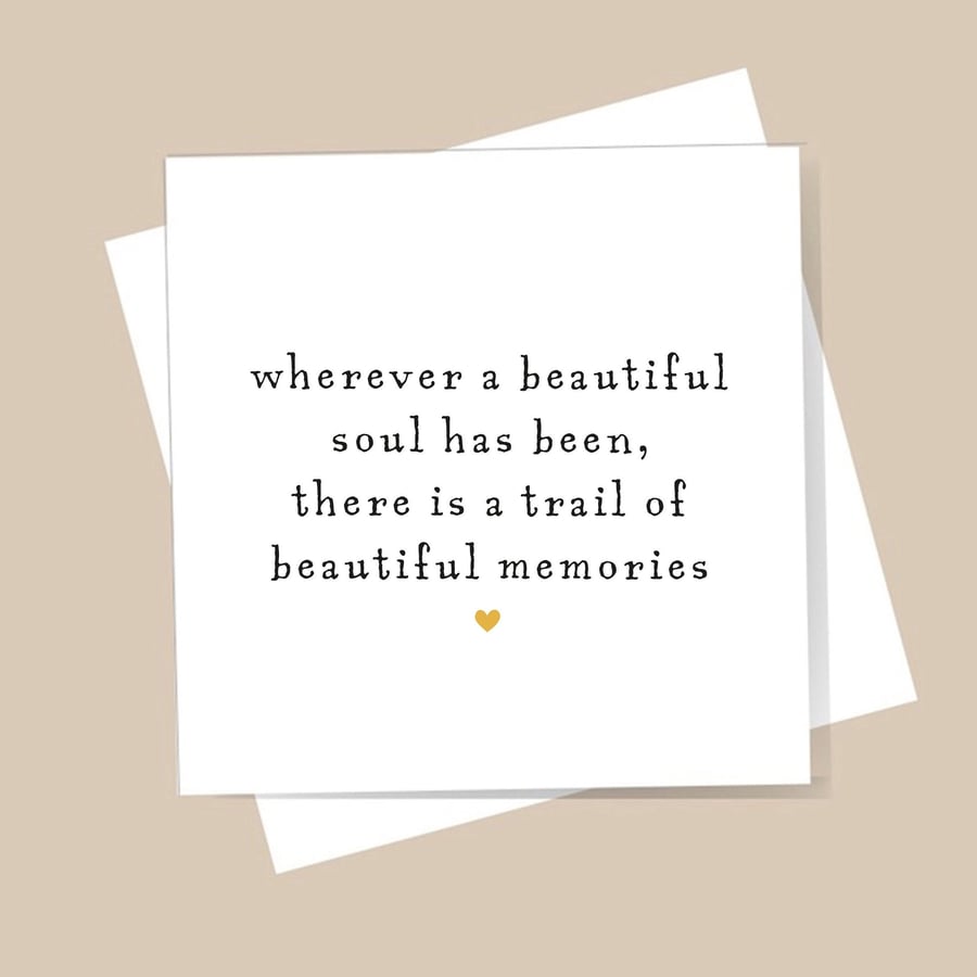 Sympathy Card - Beautiful Memories. With shimmer gold heart. Free delivery