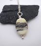 lampwork glass ivory and black beach pendant necklace - Image 2