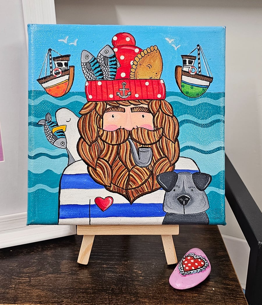 Fisherman Square Canvas painting.