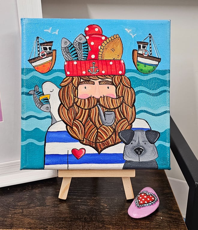 Fisherman Square Canvas painting.