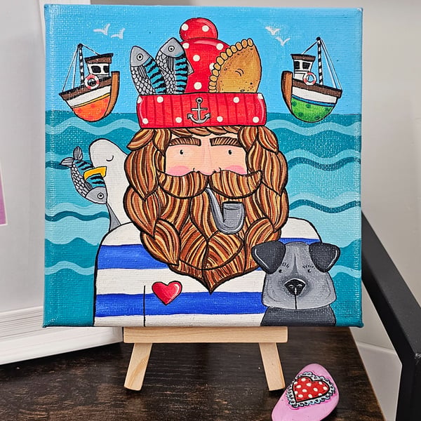Fisherman Square Canvas painting.