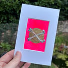 Original ACEO graphic crossbones oddity neon pink Painting - One of a Kind 