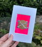 Original ACEO graphic crossbones oddity neon pink Painting - One of a Kind 