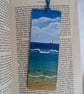 Hand Painted Bamboo Wood Bookmark, Sea View & Boat - Image 1