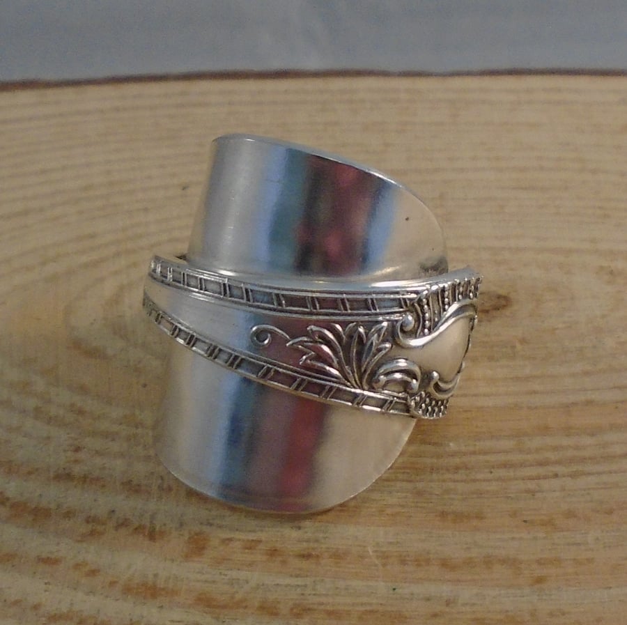 Upcycled Silver Plated Conch Wrap Spoon Ring SPR052001