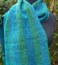 Handwoven Wool & Bamboo Scarf – Teal & Green - Image 9