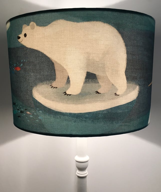 Polar Bear Artic Antics -Handmade Children Table Lampshade 30cm Drum.