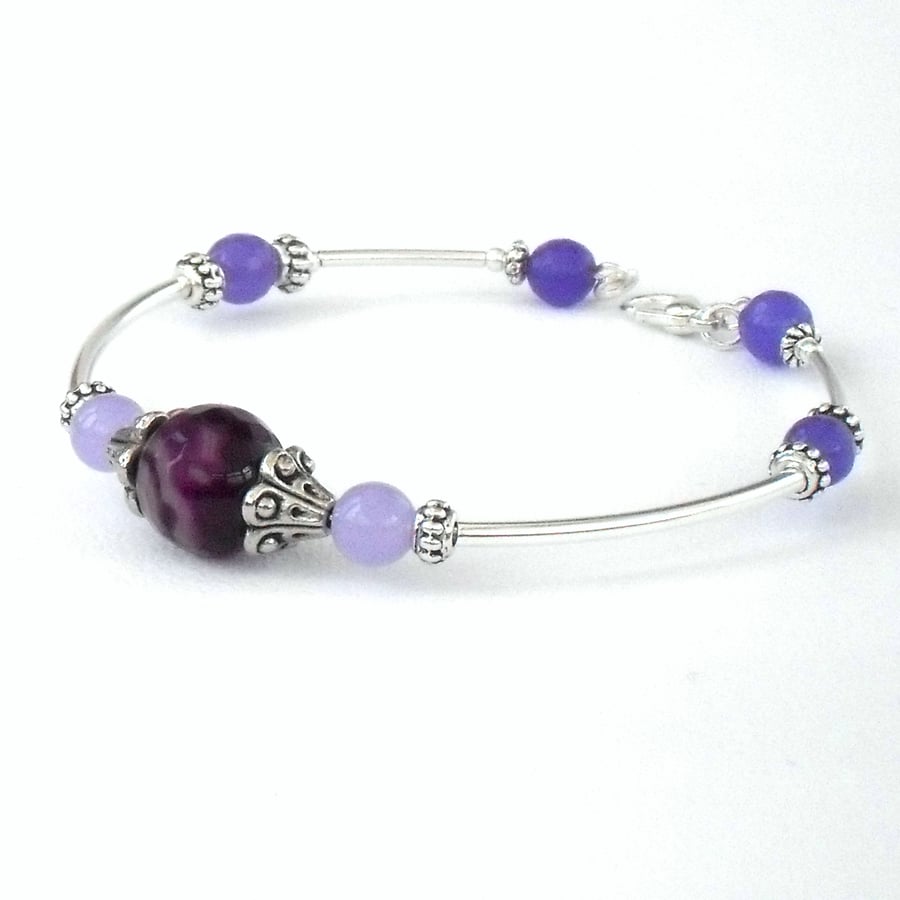 Handmade purple agate bracelet