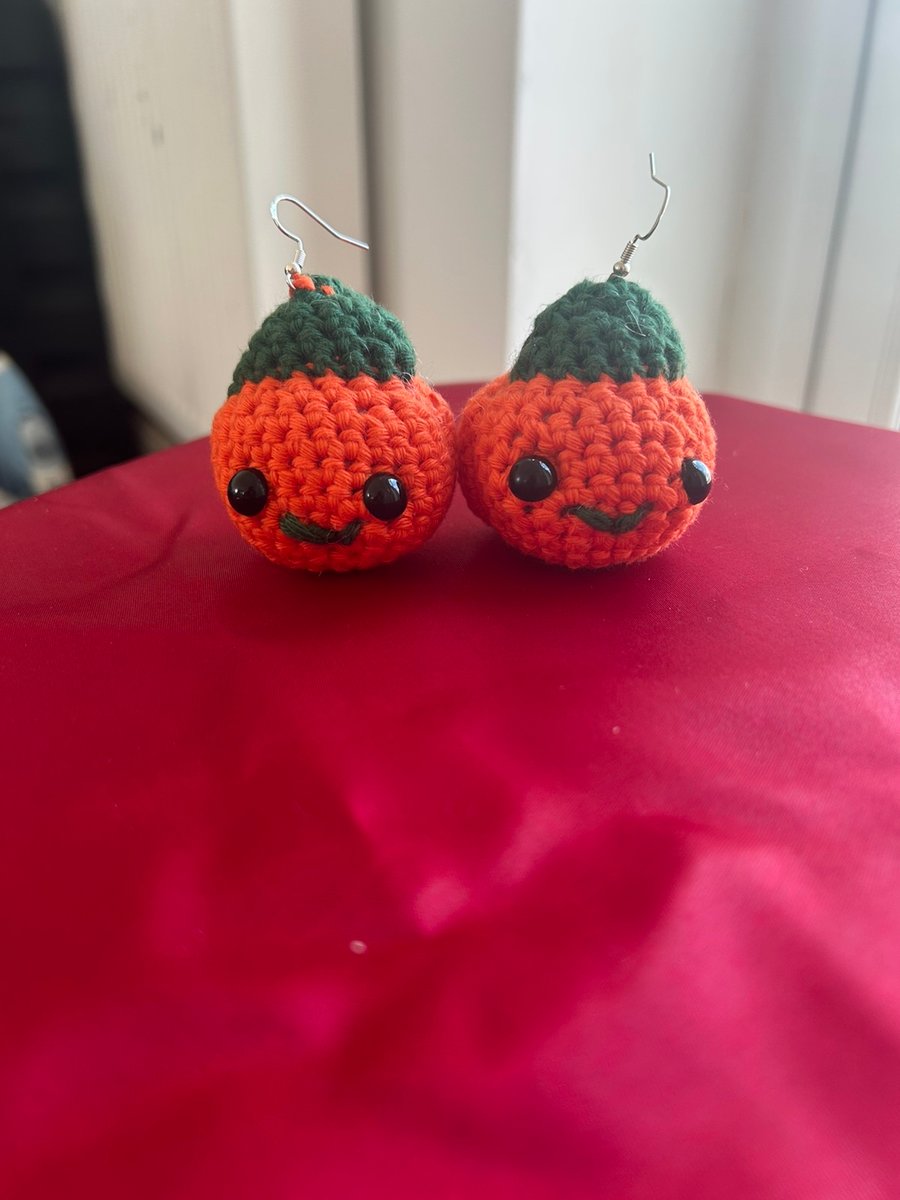 Handmade Pumpkin Earrings: Cute Halloween Jewellery, Kawaii Pumpkin Earrings