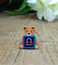 Libra Bear Pin, Handmade Tiny Star Sign Wooden Teddy Badge