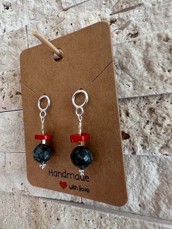 Emerald drop stud earrings 