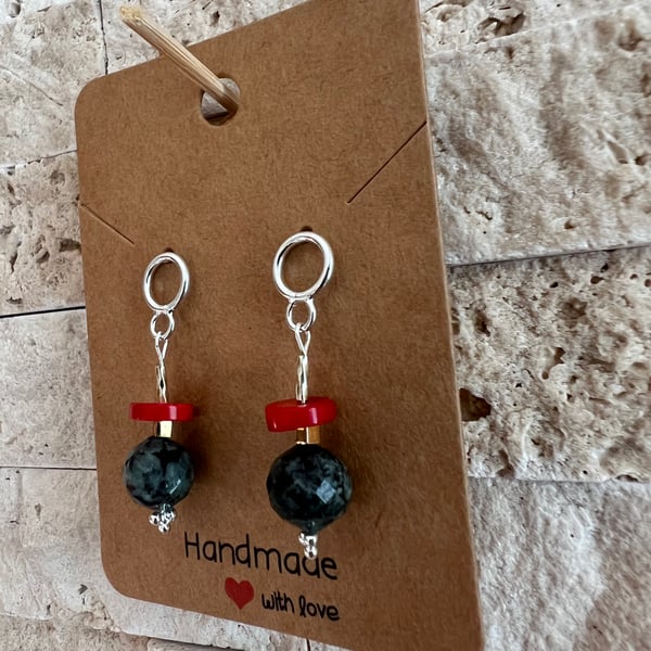 Emerald drop stud earrings 